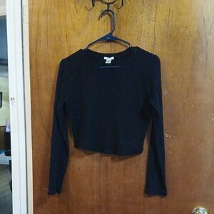 Bozzolo Black Long Sleeve Crop Top